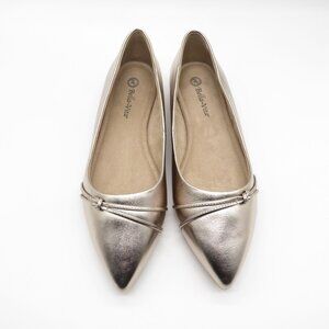 Bella Vita Women's Metallic Pointed Toe Flats With Strappy Detail Size 12 NEW